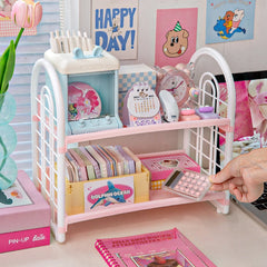 YICKYUE  -  Ins Desktop 2 Layer Storage Rack Large Capacity Multifunctional Student Desk Storage Office Cosmetics Stationery Organizing Rack