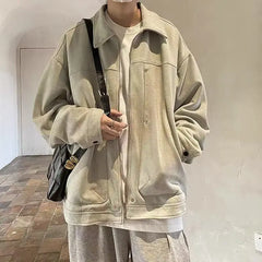 Hearujoy Spring and Autumn Jacket Maillard Outfit Hong Kong Style Versatile Workwear Zipper Jacket High End Casual Handsome Autumn Top