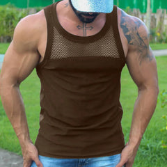 HEARUJOY  -  Mens Vest U-neck Chest Mesh Sleeveless T-Shirts Tops 2023 Summer Casual Sports Tank Tee Tshirt Clothing For Men Plus Size 5XL