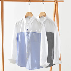 HEARUJOY  -  Men's Oxford Casual Shirt Splicing Color Cotton Button Down Collar Shirts Long Sleeve Dress Shirts With Pocket
