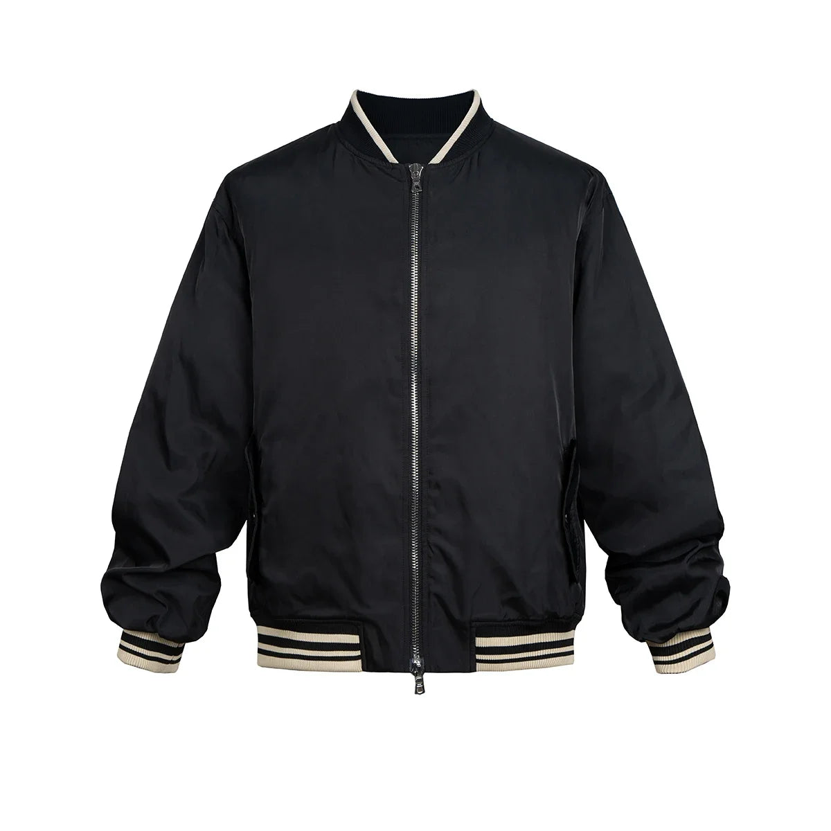 Hearujoy Streetwear Solid Color Back Zipper Nylon Cotton Jacket for Men Winter Stand Neck Thick Outwear Windbreaker Bomber Jacket