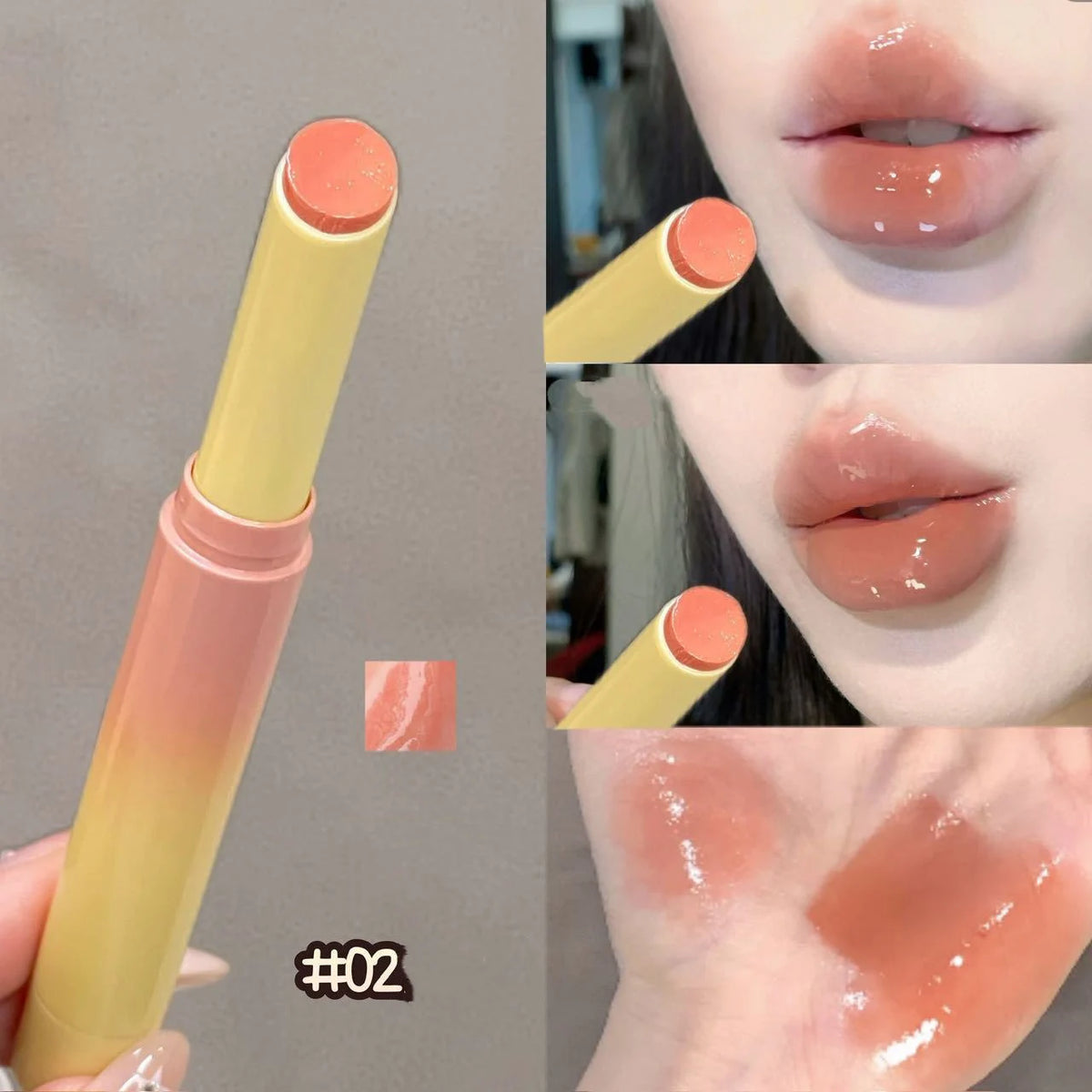 YICKYUE  -  Clear Water Light Solid Lip Gloss Jelly Watery Pink Lipstick Pencil Moisturising Mirror Shimmer Korean Lips Makeup Cosmetics