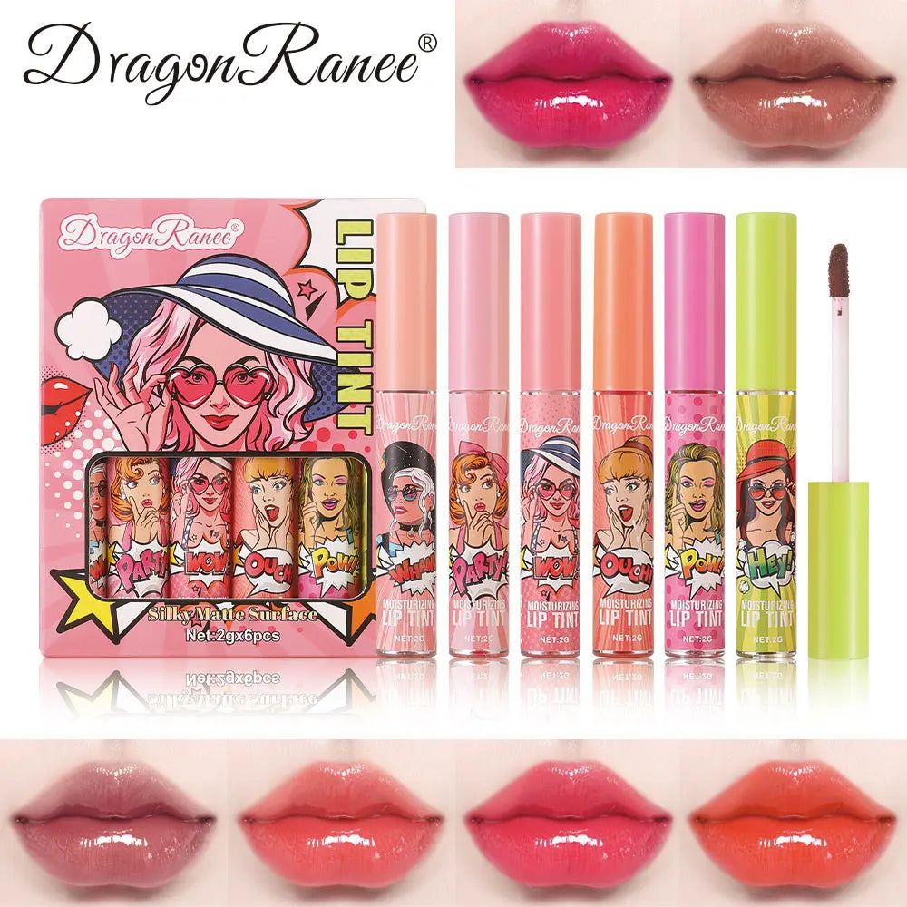 YICKYUE  -  Jelly Mirror Water Light Lip Gloss Lipstick Suit Long Lasting Hydrating and Moisturizing Lip Gloss 6color Sexy Female Lip Makeup