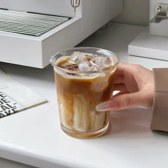 YICKYUE  -  Korean-style reverse-mouth glass cup, Ins-inspired coffee, milk tea, latte, bubble water, breakfast cup
