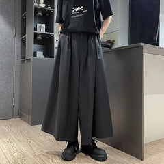 HEARUJOY  -  Mens Culottes Gothic Style Dark Pants Skirt Genderless Fashion Streetwear Personality Temperament Casual Wide-Leg Pants Unisex