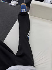 HEARUJOY  -  Light ey Tee-Striped Men's Sweatpants American Stripe Splicing Sport Pants Straight Leg Micro Flared Casual Trousers