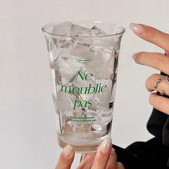 YICKYUE  -  Transparent Borosilicate Glass Water Cup INS Iced Americano Coffee Latte Cup Printed Tomato Letter Summer Drinking Juice Cups