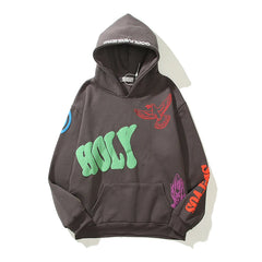 Hearujoy High Street  Graffiti Letter Foam Pullover Baggy Hooded Hoodies for Men and Women Harajuku Thick Fleece Sweatshirts Oversize