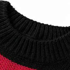 HEARUJOY  -  Pullovers Men Sweaters Striped Hole Tops Knitted Round Neck Full Sleeve Splice Simple Top Knit Casual Loose Autumn Winter 2025
