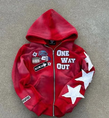 Hearujoy Women clothing Harajuku Hip Hop High Street embroidery zipper hoodie fall new American retro punk style oversized sweatshirt