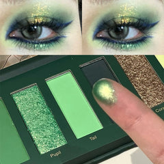 YICKYUE  -  8 Colors Diamond Pearl Punk Green Eyeshadow Halloween Makeup Palette Waterproof Matte Smoky Polarized Green Eye Shadow Palette