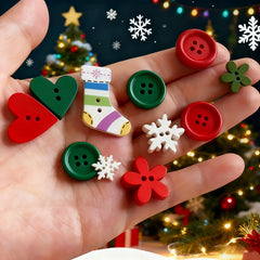 YICKYUE  -  Christmas Handmade Buttons, Wooden Holiday Shapes, Suitable For Projects, Hand Accounts Decorations, Sewing Fasteners Supplies