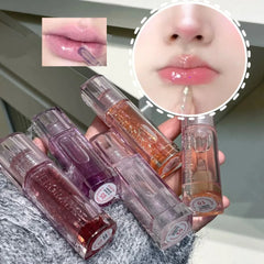 YICKYUE  -  Sparkling Glitter Lip Oil Moisturizing Hydrating Clear Transparent Grape Purple Mirror Water-Glossy Lip Glaze Makeup Plump Lips