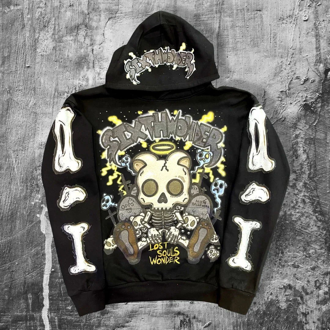 Hearujoy Streetwear Y2K Cartoon Fashion Hoodies Hip Hop high quality Embroidery Long Sleeve Coats Loose Pullover Hooded Jacket Sweatshirt