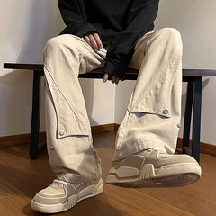 Hearujoy Autumn New High Street Pants Men Y2k Streetwear Multi-pocket Overalls Harajuku Loose Casual Trousers Straight Mopping Pants
