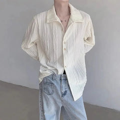 YICKYUE  -  Men's Clothing Long Sleeve Niche Pleated Shirt Commuting Top