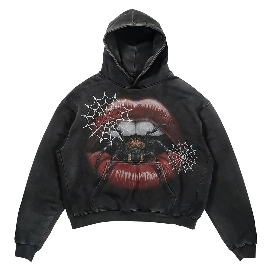 HEARUJOY  -  American casual skull print exquisite design hooded sweatshirt men's retro classic y2k style street couple big size sweatshirt