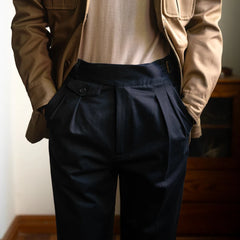 HEARUJOY  -  Vintage Gurkha Pants Men British Style High Waist Casual Straight Trousers Spring Autumn Fashion Loose Ankle-Length Naples Pant