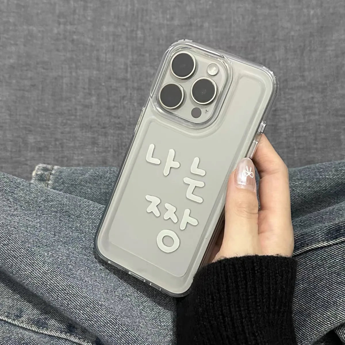 YICKYUE  -  INS Korean Written Words Transparent Phone Case For iPhone 16 17 13 14 12 11 15 Pro Max Plus Mini Air SE X XS XR 16e Clear Cover