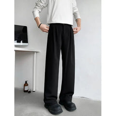 HEARUJOY  -  Brown Suit Pants Men Fashion Society Mens Black Dress Pants Korean Loose Straight Casual Pants Mens Office Formal Trousers M-2XL