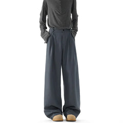 HEARUJOY  -  Grey Suit Pants Men Oversized Fashion Society Mens Black Dress Pants Korean Loose Straight Pants Mens Office Formal Trousers