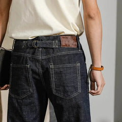 HEARUJOY  -  American Vintage Heavy weight Denim pants Men Spring Autumn Dark Straight Jeans Amekaji Trousers Back Paris Buckle Cargo Pants