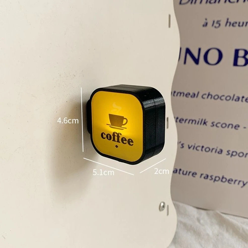 YICKYUE  -  Coffee Bar LED Fridge Magnet with Light Creative Pegboard Decor for Home and Cafe Illuminated Sign Refrigerator Magnet
