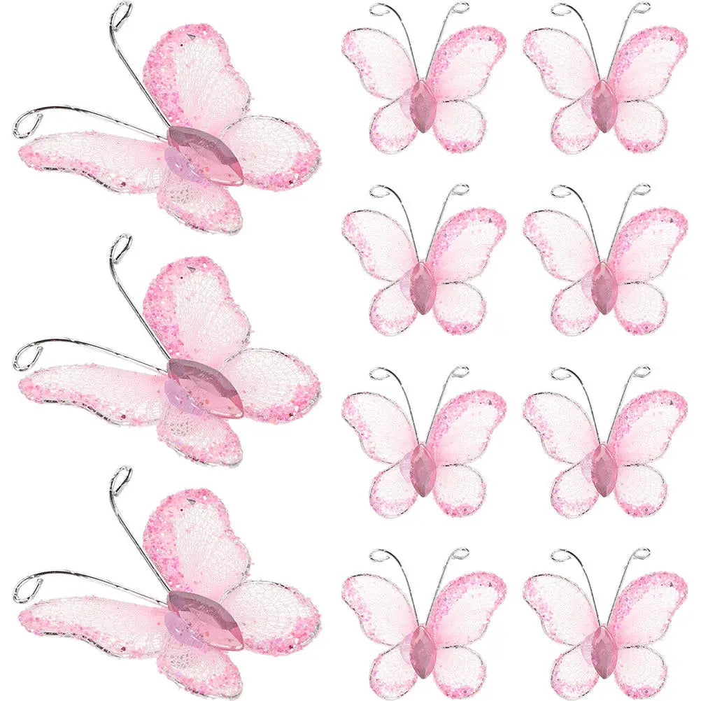 YICKYUE  -  100Pcs Elegant Glitter Mesh Butterflies Sheer Organza DIY Wedding Decoration for Table Centerpieces Wall Decor Invitation Craft