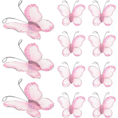 YICKYUE  -  100Pcs Elegant Glitter Mesh Butterflies Sheer Organza DIY Wedding Decoration for Table Centerpieces Wall Decor Invitation Craft