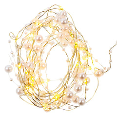 YICKYUE  -  Copper Wire 20Leds Fashion Pearl LED String Light Warm White Ambient Decor Lamp for Home Office Party DIY Decoration