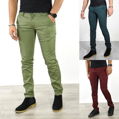 HEARUJOY  -  Men's Straight Leg Casual Pants mid Waist Button Fly Polyester Fiber Cotton 00% Khaki Color  Pattern Daily Wear