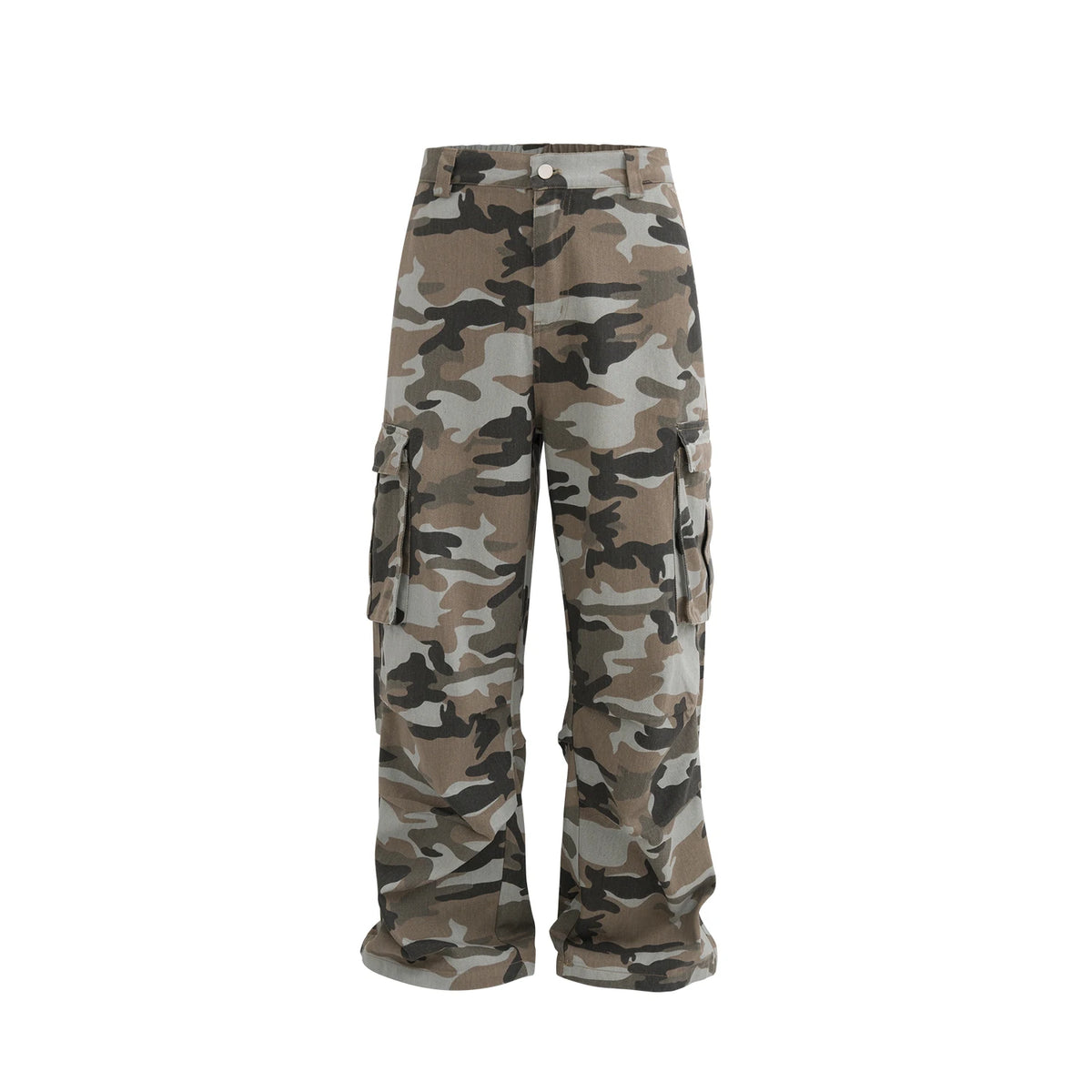 Hearujoy Streetwear Side Pockets Camouflage Baggy Cargo Pants Men and Women Straight Patchwork Casual Jeans Loose Oversize Denim Trousers
