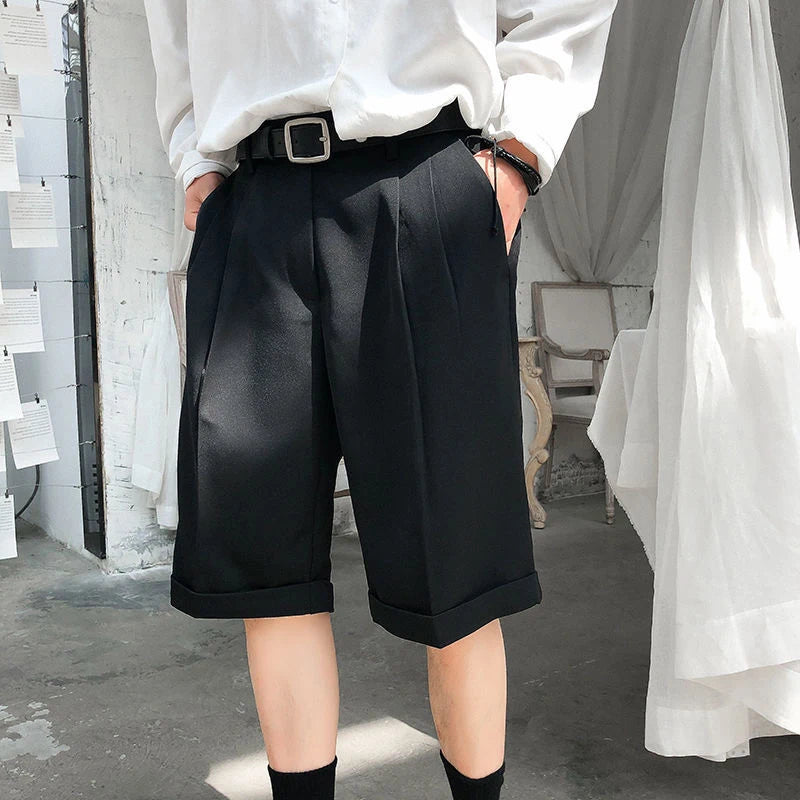HEARUJOY  -  Summer Thin Five-Quarter Casual Pants Men's Japanese Sle Suit orts Student DK orm Pants High Waist Straight Leg Trousers