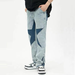 Hearujoy Y2K Star Jeans Men Patchwork Denim Trousers Male Loose Casual Pants Korean Japanese Streetwear Hip Hop men clothing