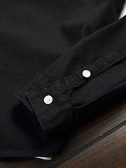 HEARUJOY  -  Men's Spring/Autumn Retro Black Denim Jacket, a street-style classic piece, versatile with a vintage rugged vibe