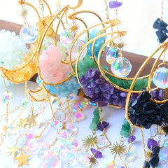 YICKYUE  -  1pc Amethyst Moon Crystal Prism Daylight Catcher - Half-moon-shaped Window Pendant - Rainbow Daylight Catcher, for Home and Gard