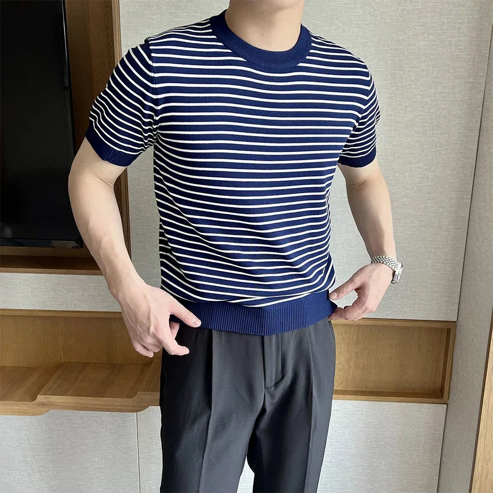 HEARUJOY  -  Crew Neck Blouse Men Korean Style T-shirt Applicable Gender Men Brand New Condition Korean Style Fashion Summer Casual Outfit