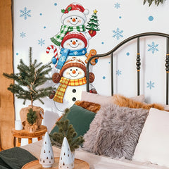 YICKYUE  -  2D Flat Christmas Snowman Snowflake Wall Decals Peel and Stick Waterproof Removable Self-Adhesive Stickers for Home Bathroom