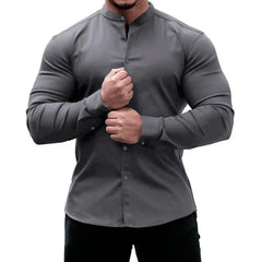 Hearujoy Sports & Leisure Men's Clothing Cardigan Slim Long Sleeve T-shirt Men Casual Button New Solid Color White Shirt Black Blouse