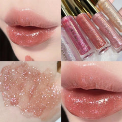 YICKYUE  -  Pearl Diamond Glitter Lip Glaze Long-lasting Moisturizing Plumping Gloss Lip Tint Oil Makeup Mirror Water Light Liquid Lipsticks