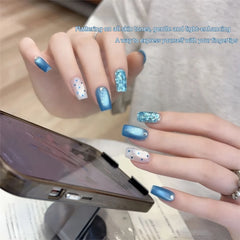 YICKYUE  -  Summer New Popular Versatile Moonlight Sea Cat Eye Gel Polish, Blue Glass Bead Cat Eye UV Gel, Professional Nail Are Use