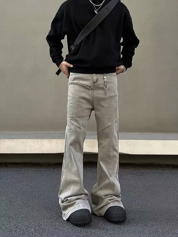 HEARUJOY  -  Cyber Y2K Fashion Baggy Stacked Flare Jeans Pants Men Clothes Streetwear New Rock Vintage Long Trousers Ropa Hombre