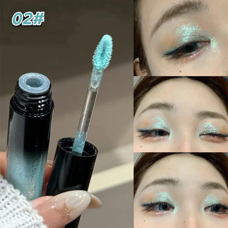 YICKYUE  -  Liquid Eyeshadow Highlighter Waterproof Ultra Shiny Long-lasting Mint Green Monochrome Glitter Enhances Silkworm Eyeshadow