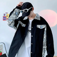 Hearujoy Hong Kong Style Hooligan Handsome Street Bombing Denim Jacket Men Ins Trendy Versatile Loose Teenage New Super Hot Jacket
