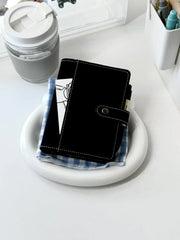 YICKYUE  -  Black PU  A7 Loose Leaf Binder Journal Notebook Diary Cover Ring Planners Organizer Easy Carrying Agenda