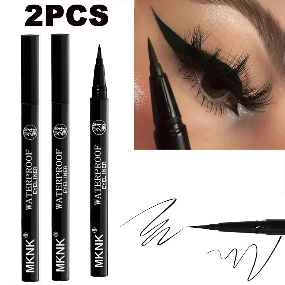 YICKYUE  -  1/2 PCS Black Quick-Dry Eyeliner Pencil - 24H Lasting Smooth Matte Waterproof Anti-Smudge Liquid Eyeliner Makeup for Eyes