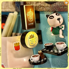 YICKYUE  -  Coffee Shop Carton Lazy Cat Fridge Magnets Chessboard Tray Miniature Bread Latte Cup Home Decoration Light Sign Simulation Gifts