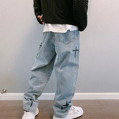 Hearujoy Straight tube loose fitting spring and autumn Korean version trendy casual men's Hong Kong style wide leg pants