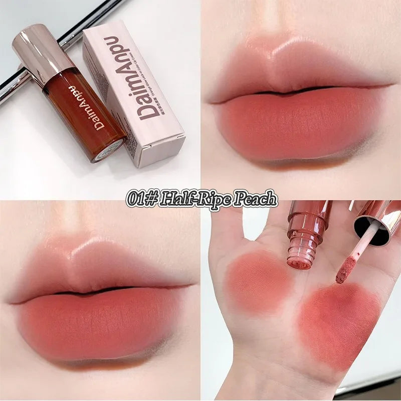YICKYUE  -  6 Colors Matte Velvet Mist Lipstick, Air Dimming Velvet Mist Lipstick Lift Long-lasting Waterproof Non-stick Cup Soft Matkeup