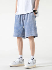 Hearujoy 2024 New Distressed Summer Shorts Men 320G Heavy Cotton Drawstring Harajuku Loose Sweatshorts Male Casual Short Pant Streetwear